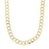 14k 2 Tone Yellow And White Gold Curb Chain Necklace, 5.7mm fine designer jewelry for men and women